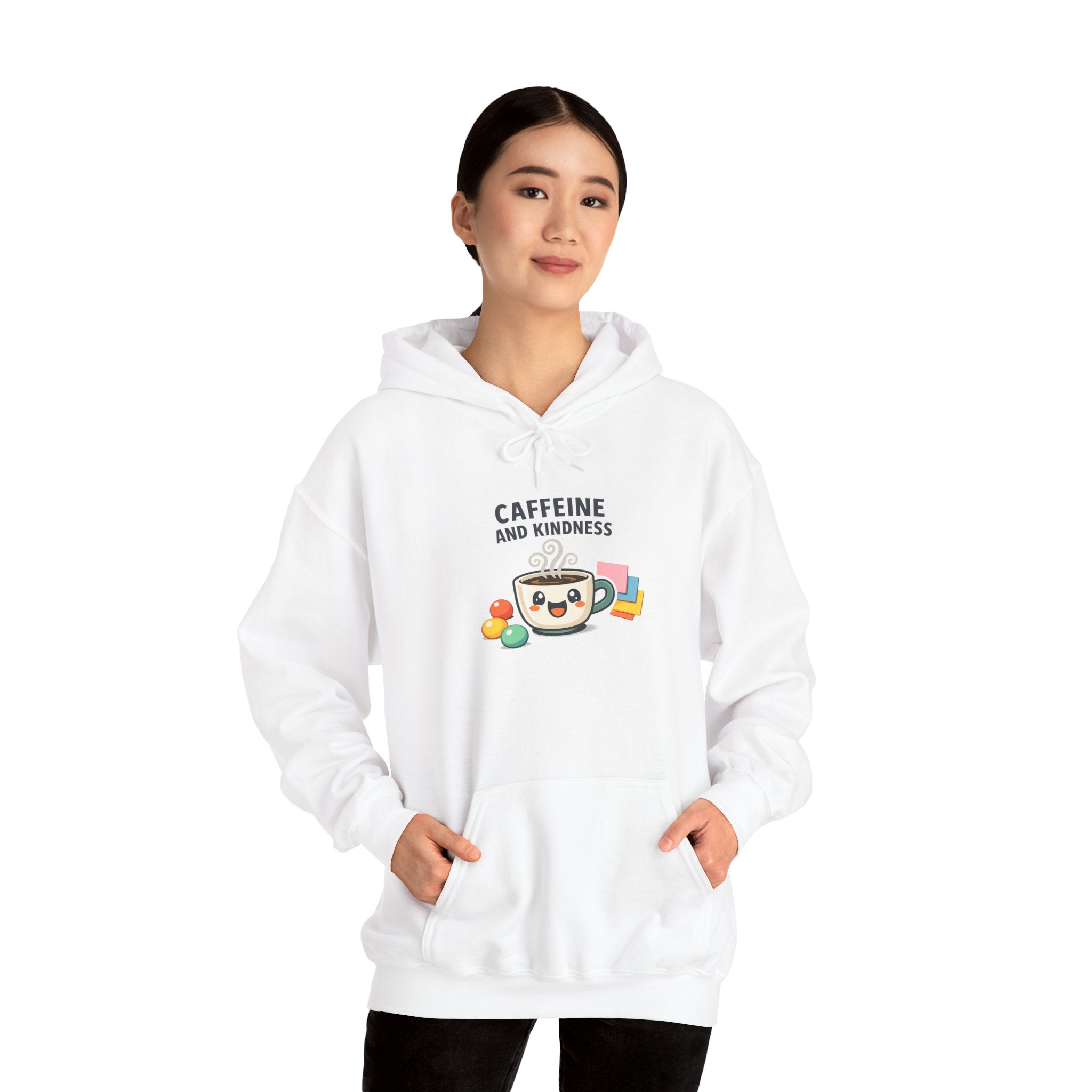 Caffeine and Kindness Hoodie - Cozy Coffee-Themed Sweatshirt