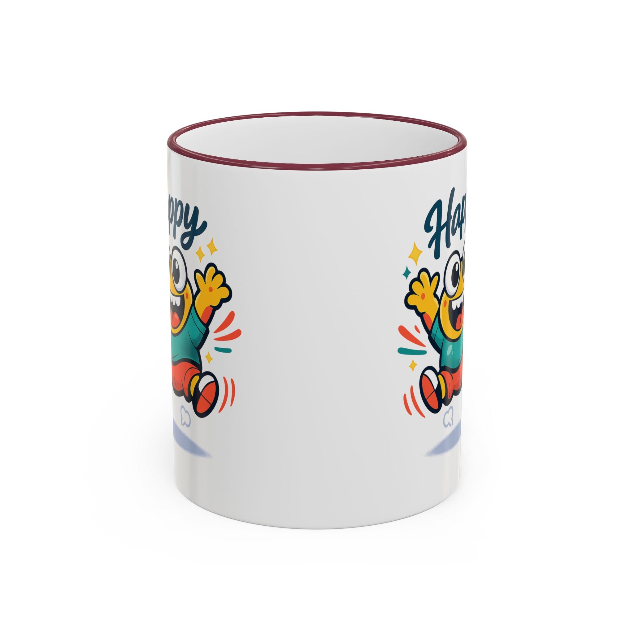 Happy Monster Accent Mug - Cute Cartoon Coffee Cup (11oz/15oz)