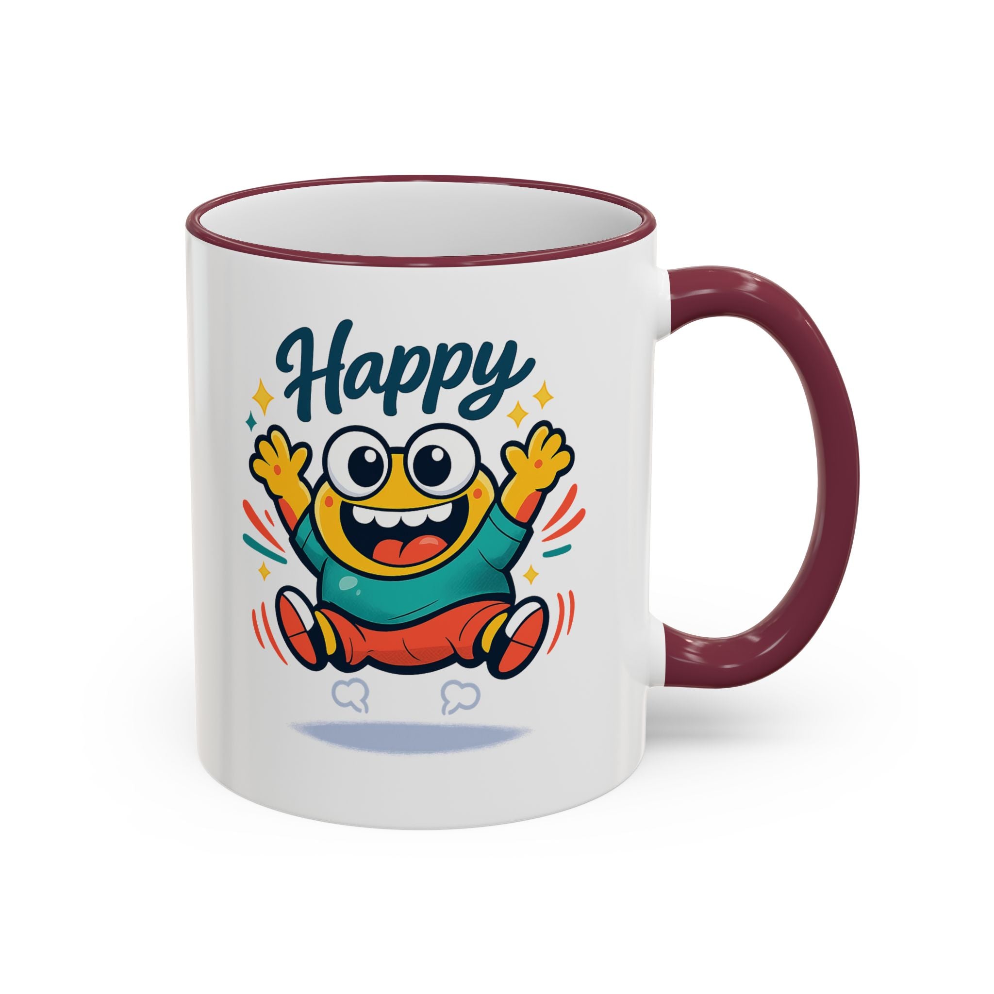 Happy Monster Accent Mug - Cute Cartoon Coffee Cup (11oz/15oz)