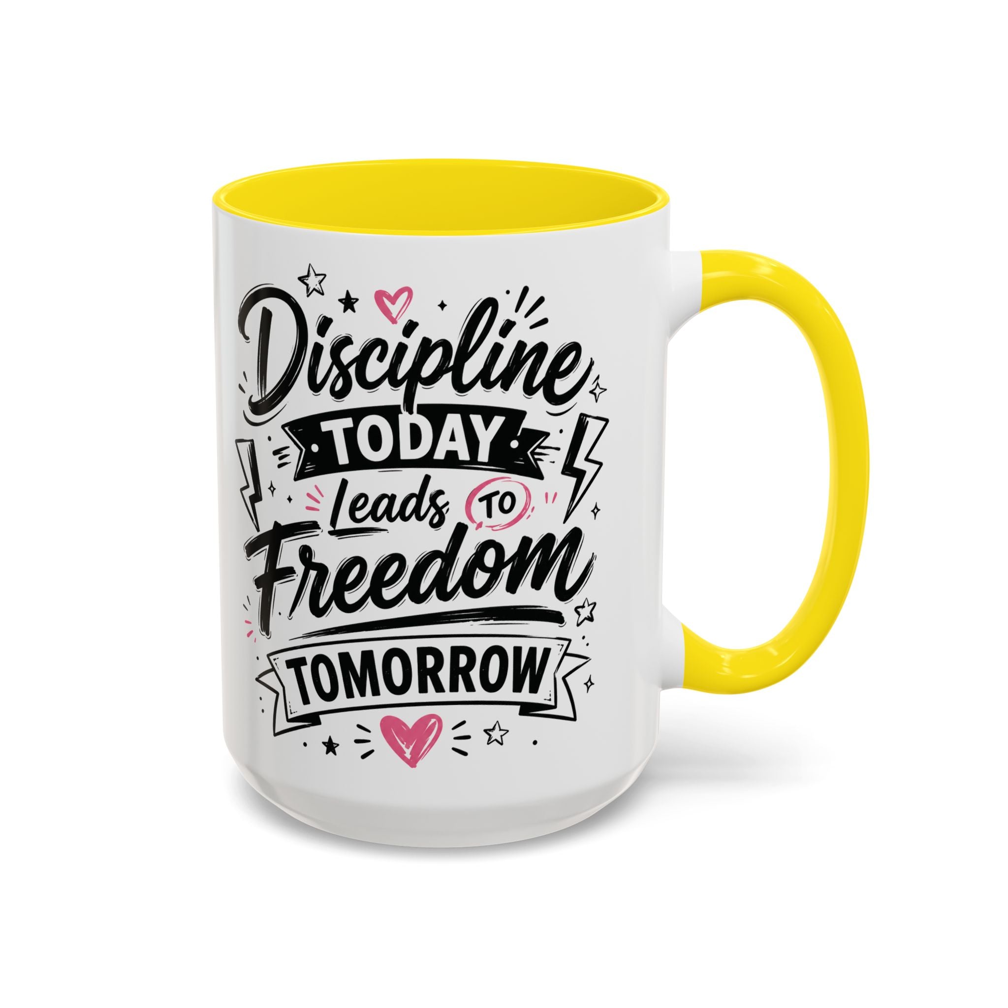 Discipline Today Leads to Freedom Tomorrow Accent Coffee Mug — Motivational Inspirational Quote