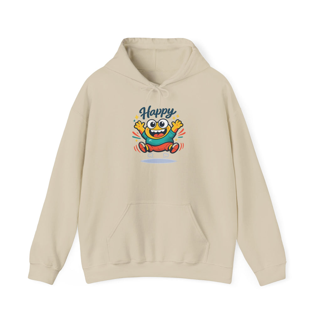 Happy Blob Cartoon Hoodie | kawaii minimal, thick outline mood face