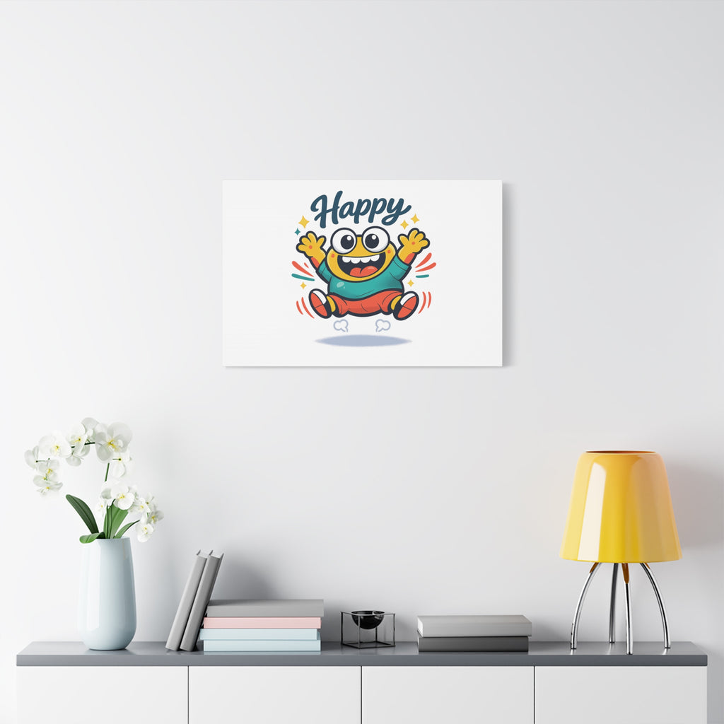 Happy Blob Cartoon Canvas | Bold Cartoon, Thick Outline, Kawaii Minimal
