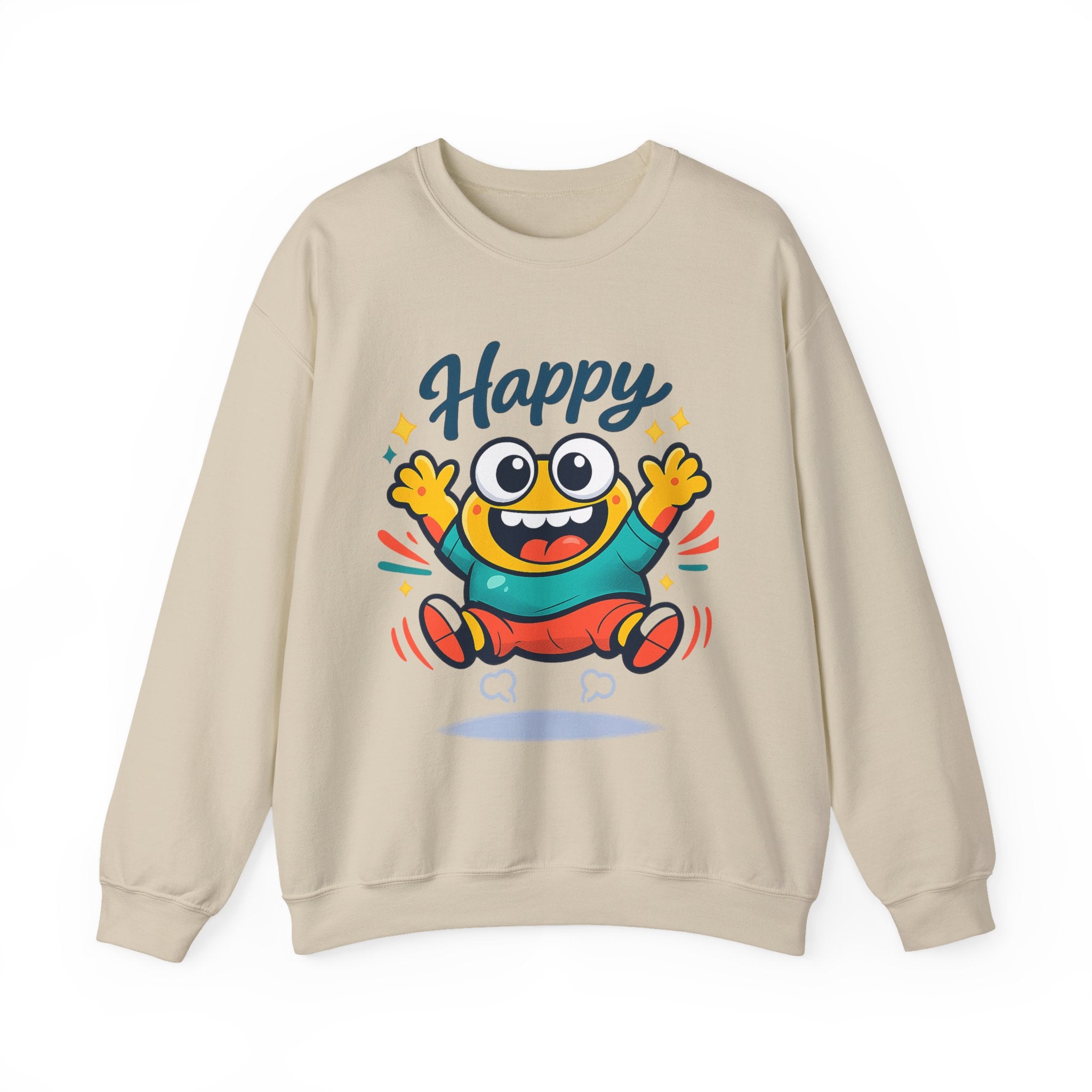 Happy Blob Cartoon Crewneck Sweatshirt | kawaii minimal, thick outline