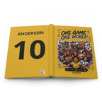 One Game One World Soccer Hardcover Journal — Personalized Number 10 Notebook
