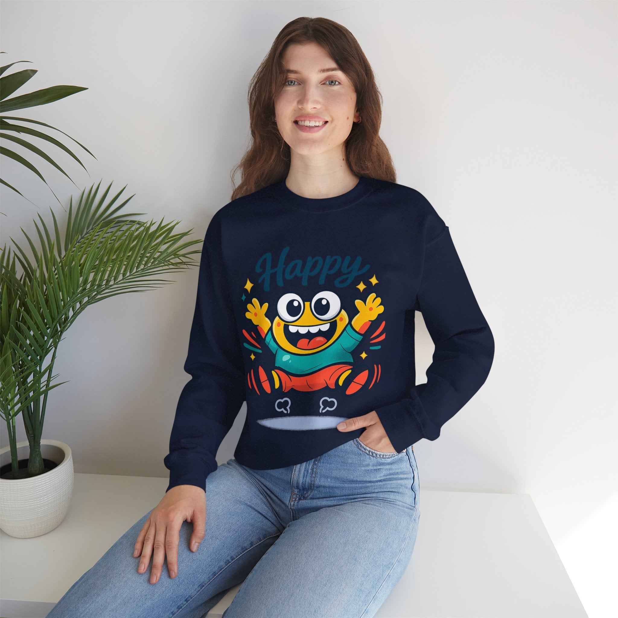 Happy Blob Cartoon Sweatshirt Cute Kawaii Crewneck