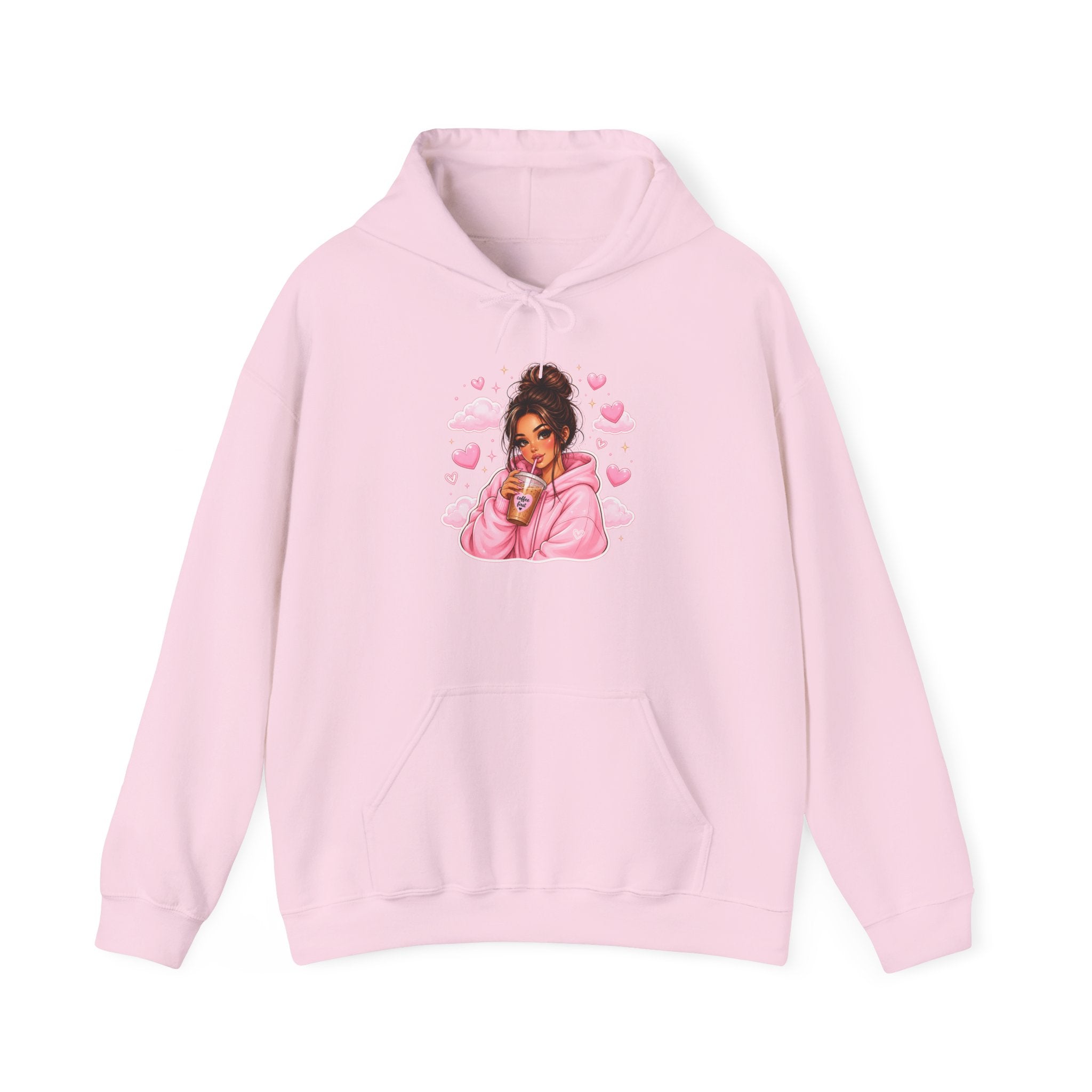 Cute Pink Heart Girl Hoodie — Cozy Graphic Sweatshirt