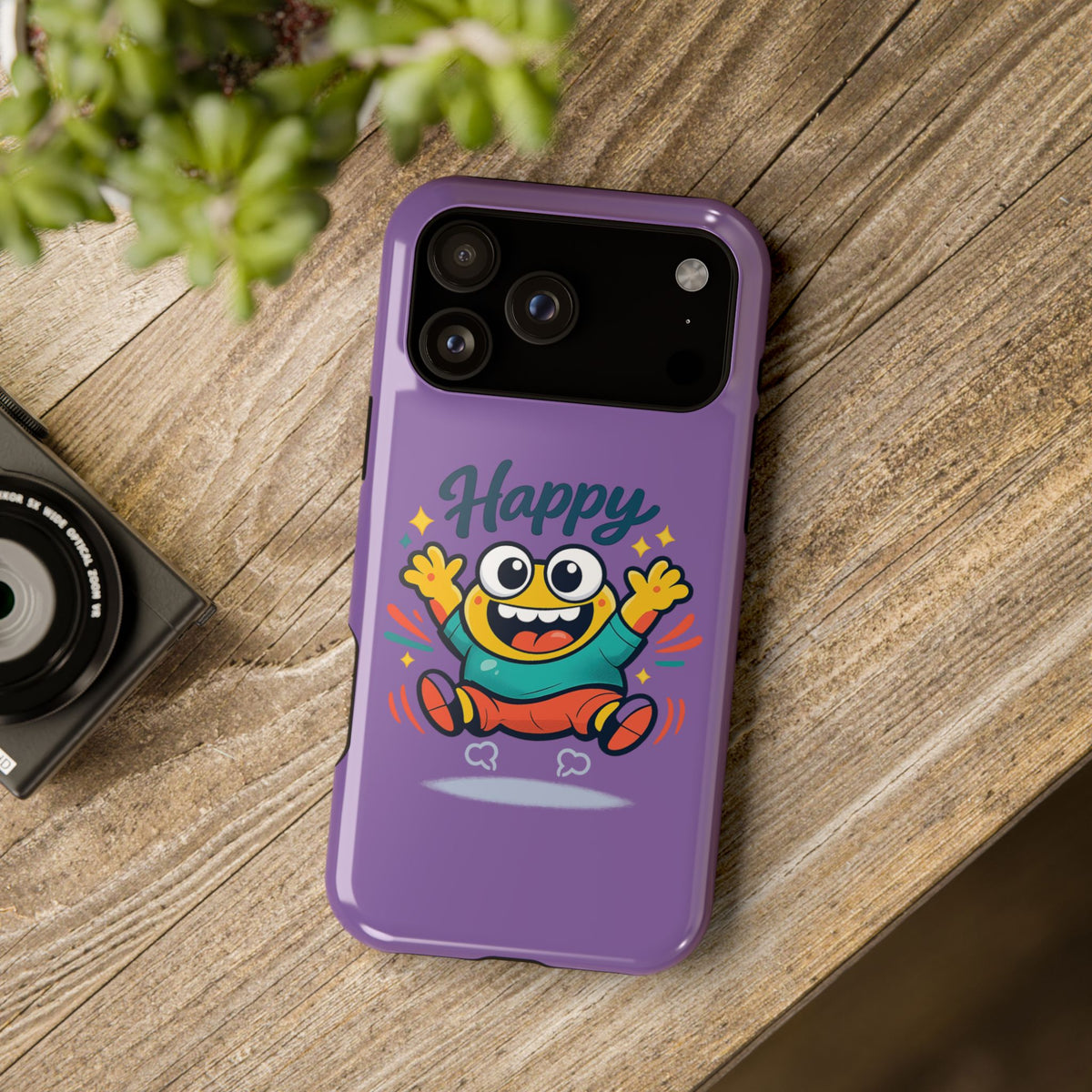Happy Monster Magnetic Protective Phone Case Purple