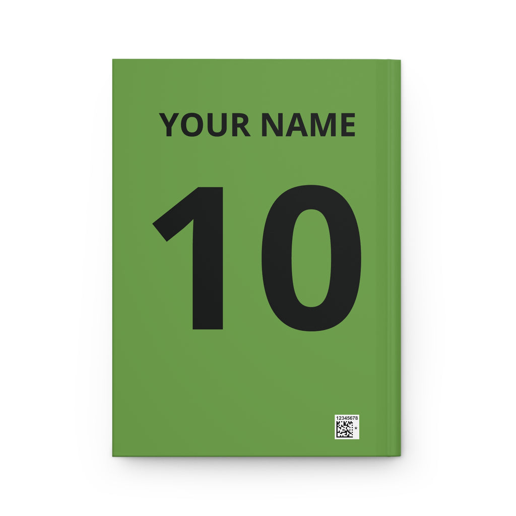 Soccer Team Hardcover Journal — "One Game One World" Personalized Number