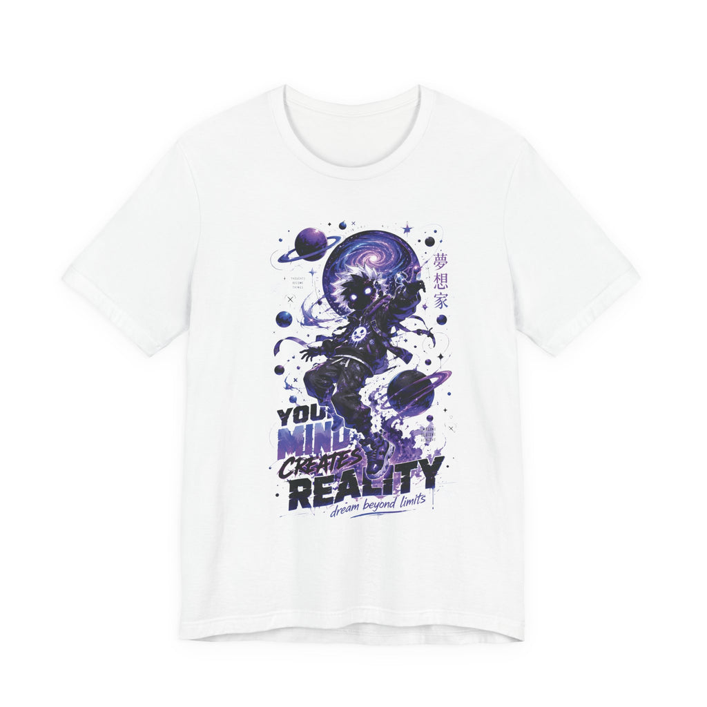 Astronaut Galaxy Tee — "Your Mind Creates Reality" Space Graphic T-Shirt