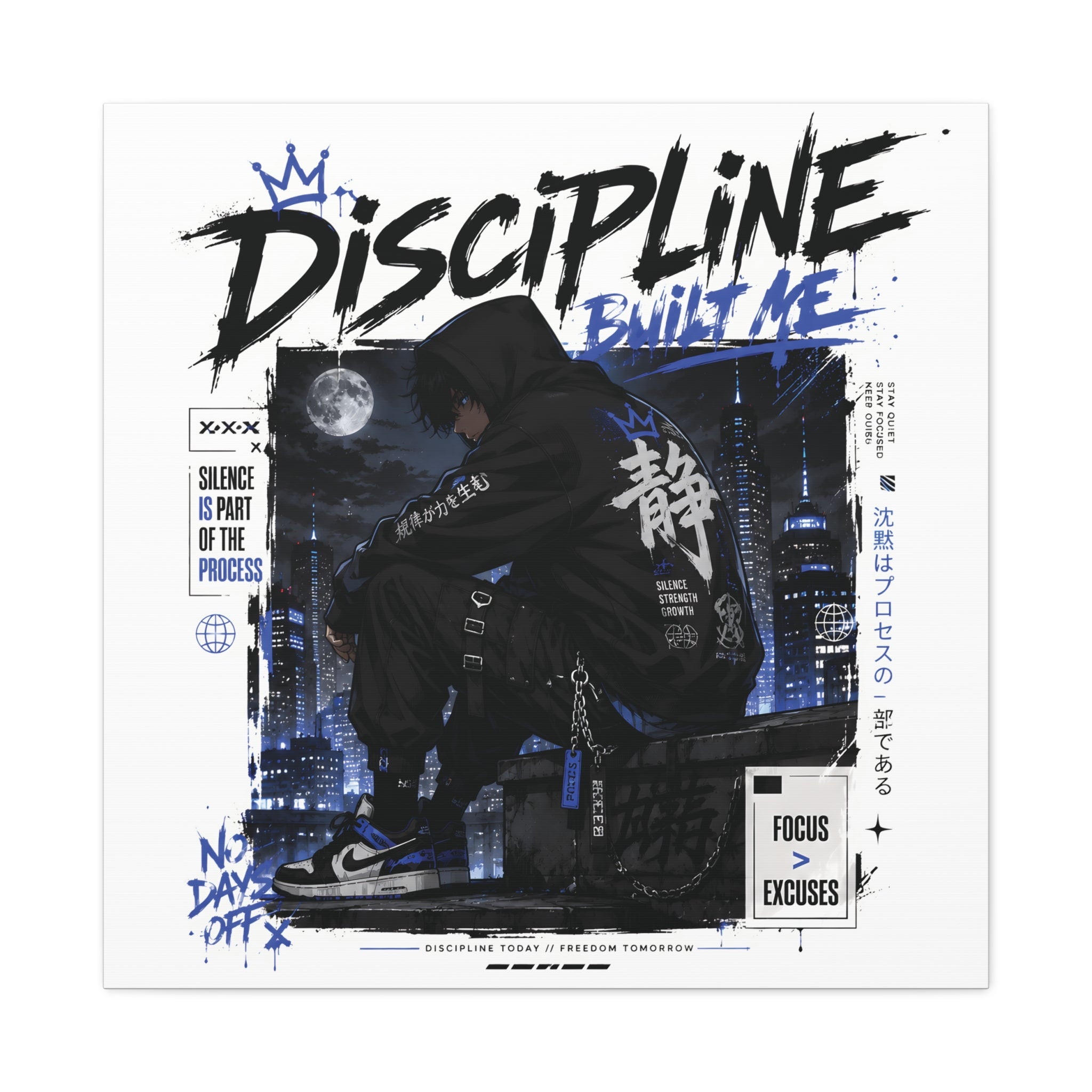 Discipline Built Me Canvas Print — Urban Streetwear Motivational Wall Art