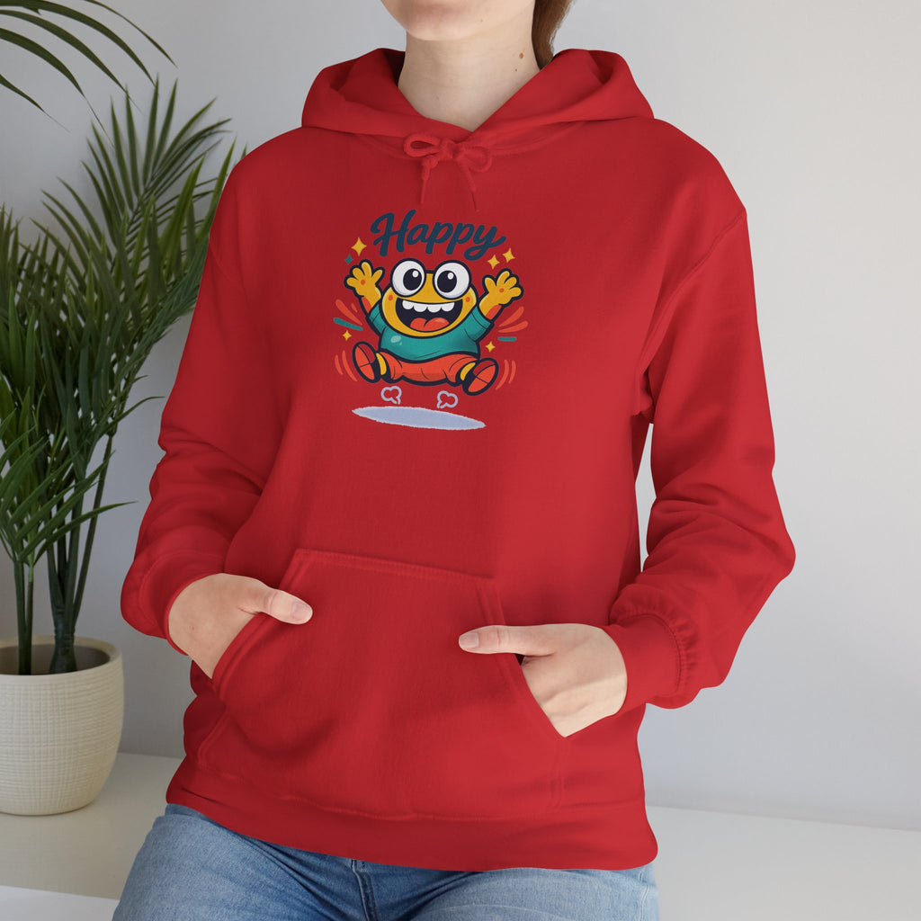 Happy Blob Cartoon Hoodie | kawaii minimal, thick outline mood face