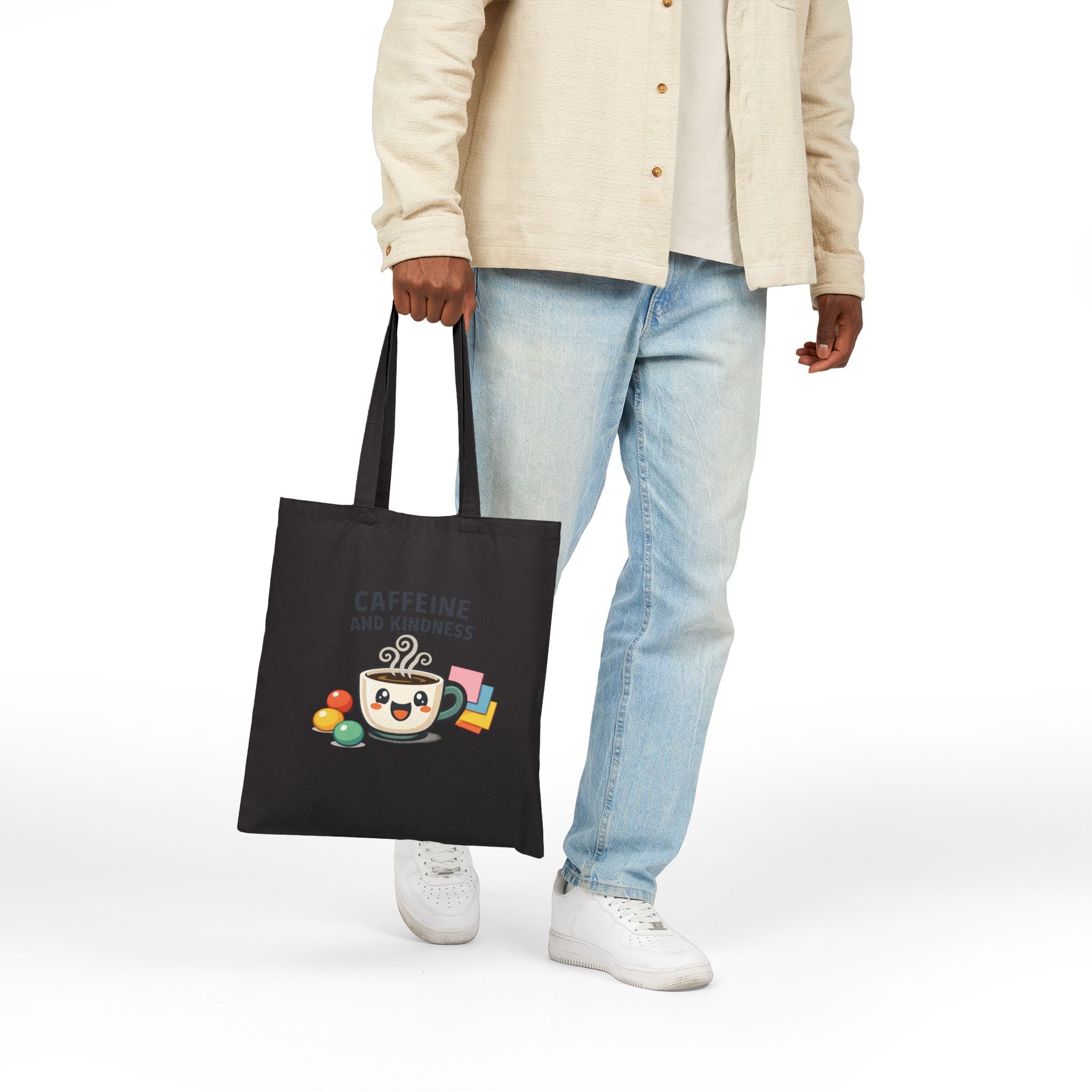 Caffeine and Kindness Tote | office humor, coffee fuel cotton canvas