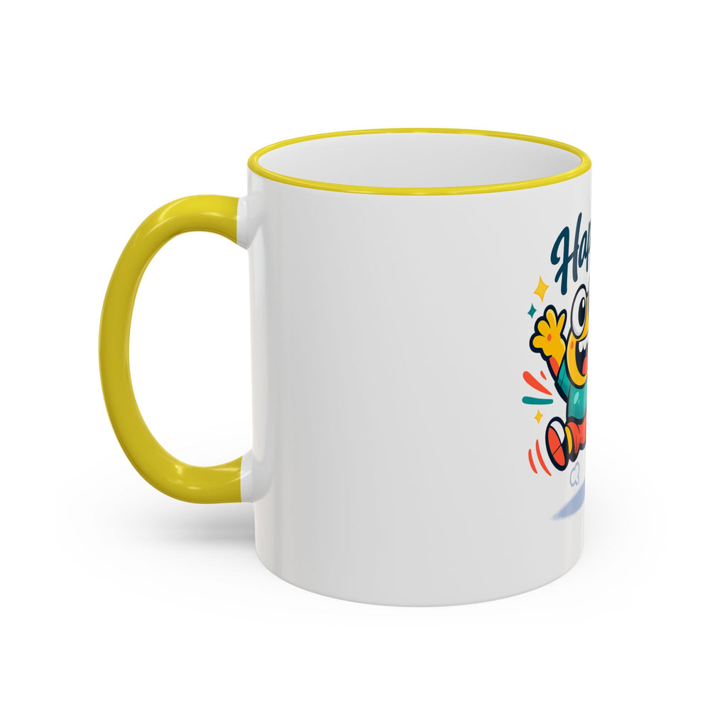 Happy Monster Accent Rim Mug – Cheerful Cute Cartoon Coffee Cup (11oz/15oz)