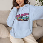 Retro Cartoon Dragster Hoodie, racing flame shirt, vintage car illustration