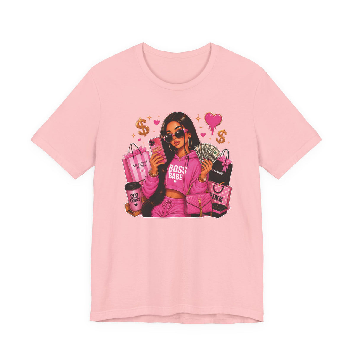 Boss Babe Pink Fashion T Shirt Glam Shopping Graphic Tee