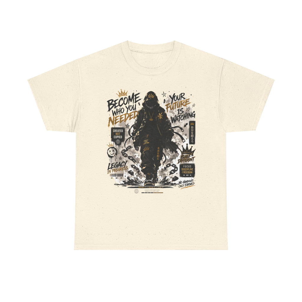 Motivational Soldier Graphic Tee – "Become Who You Need" Inspirational Military Design