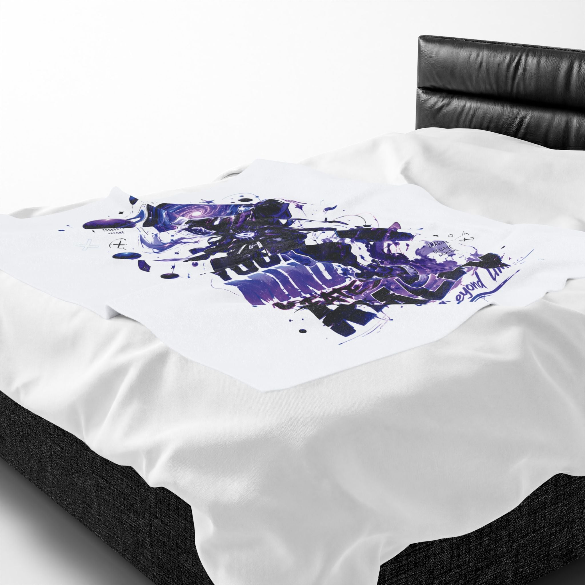 Velveteen Plush Blanket — Cosmic Astronaut 'Your Mind Creates Reality' Soft Throw