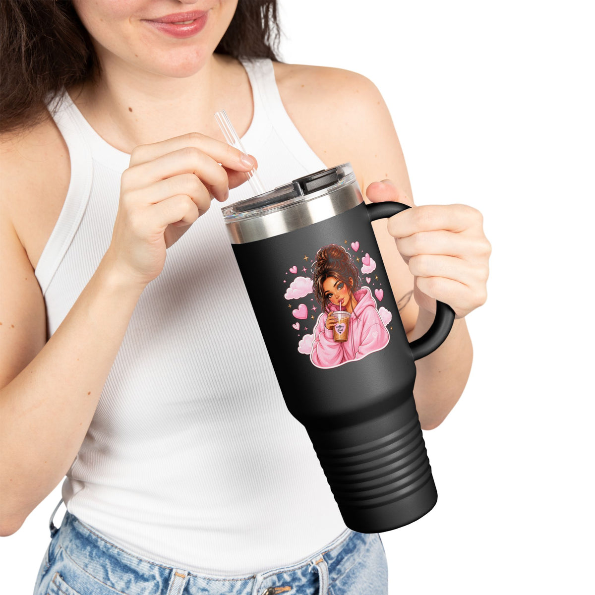 Cozy Pink Hoodie Girl 40oz Insulated Travel Mug