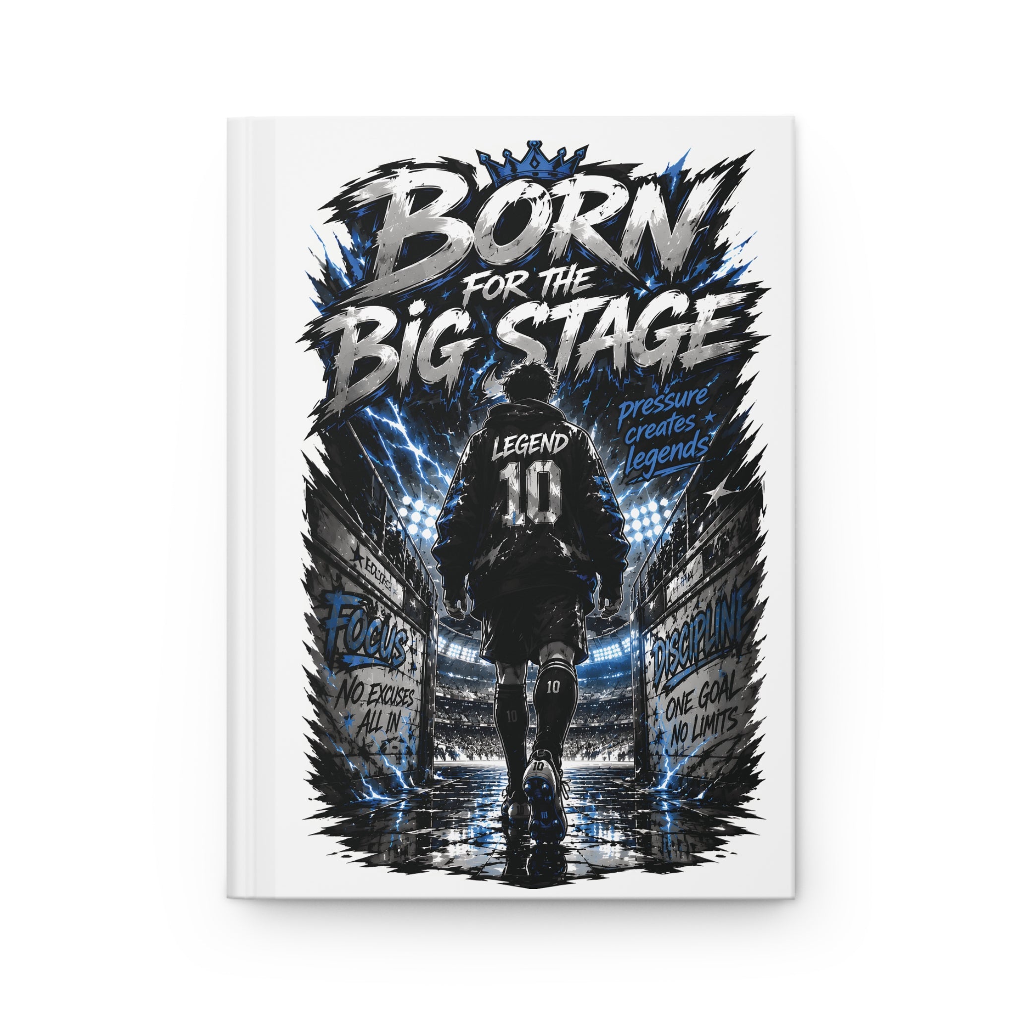 Hardcover Journal — "Born for the Big Stage" Sports Motivational Notebook (Personalized Name & Number)