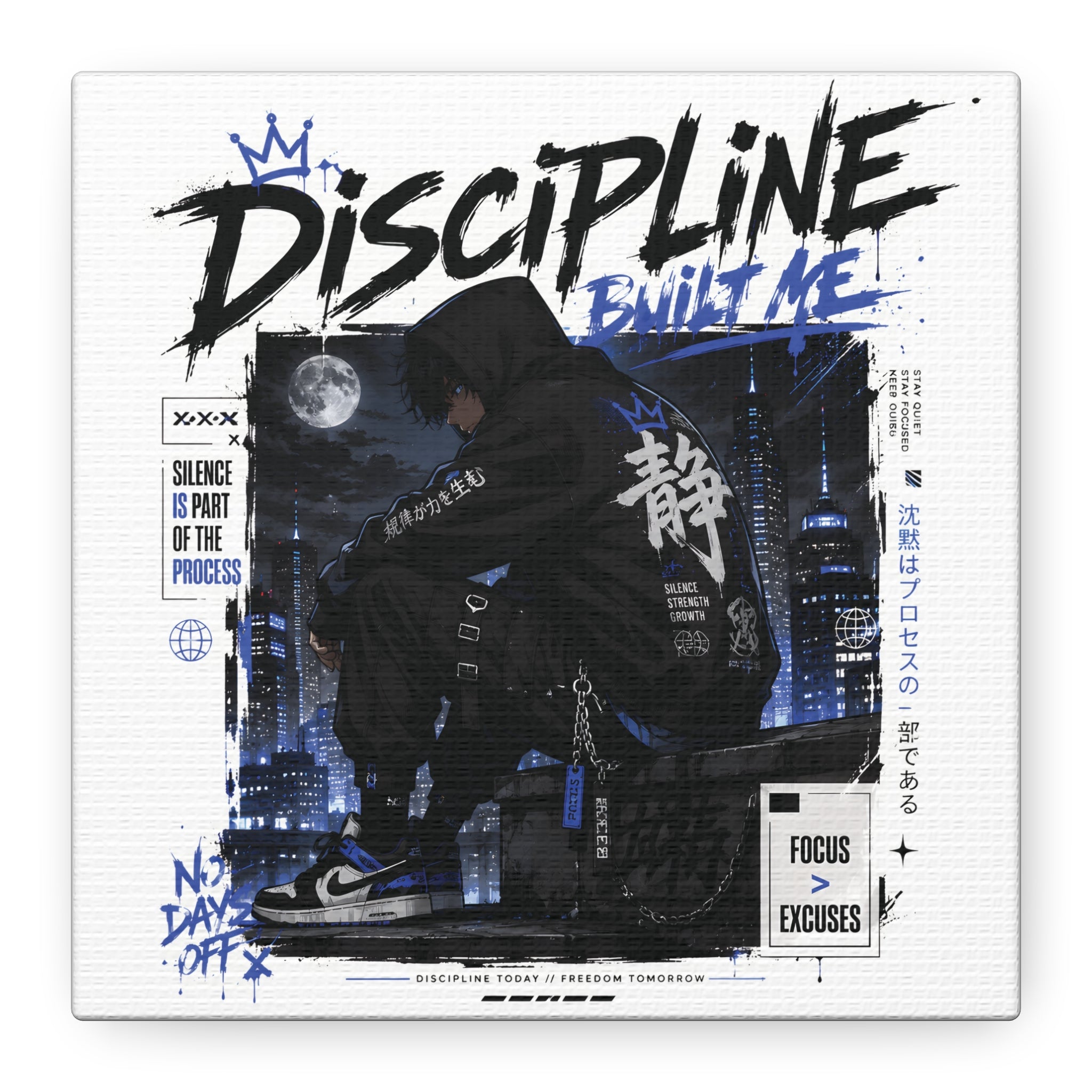 Discipline Built Me Canvas Print — Urban Streetwear Motivational Wall Art