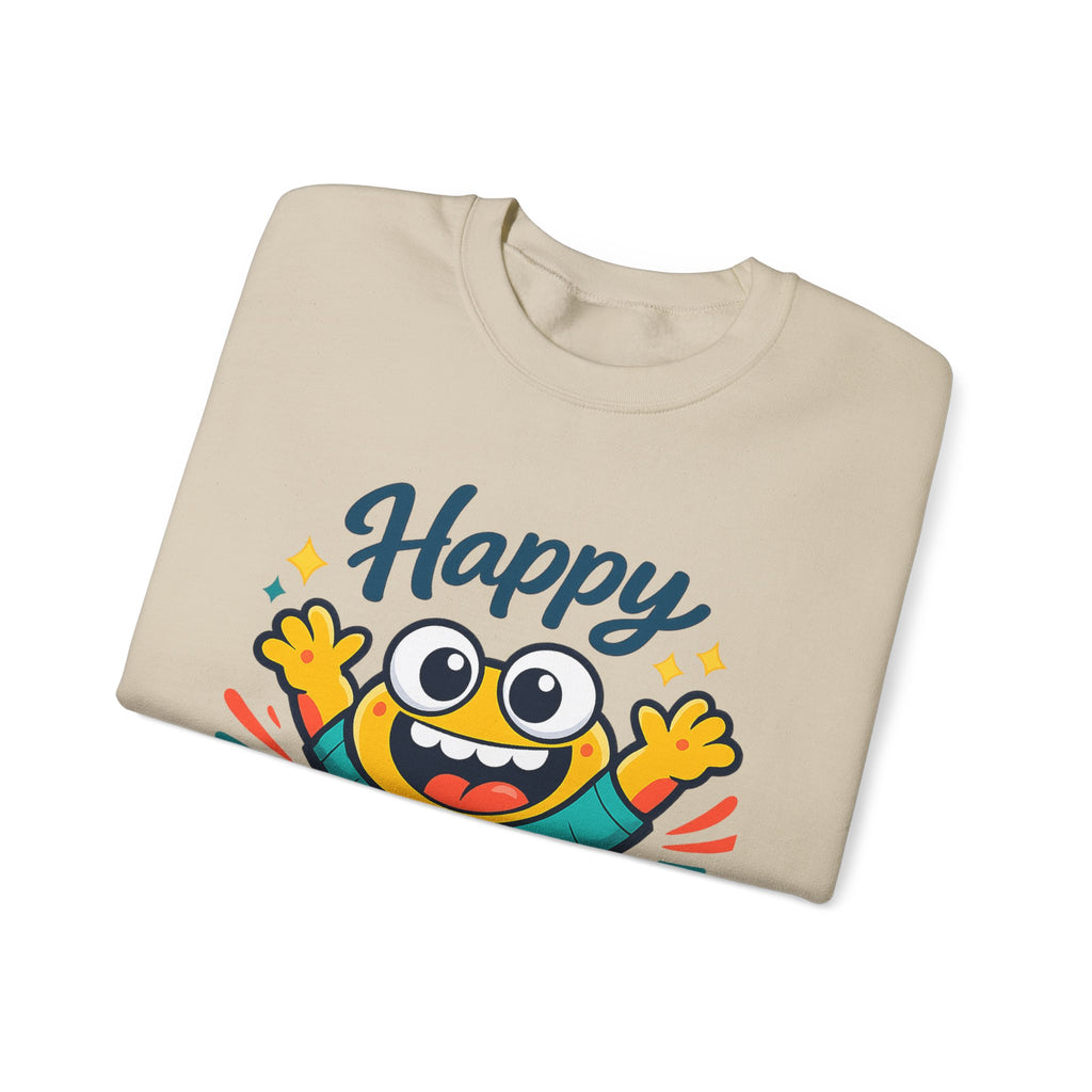 Happy Blob Cartoon Crewneck Sweatshirt | kawaii minimal, thick outline