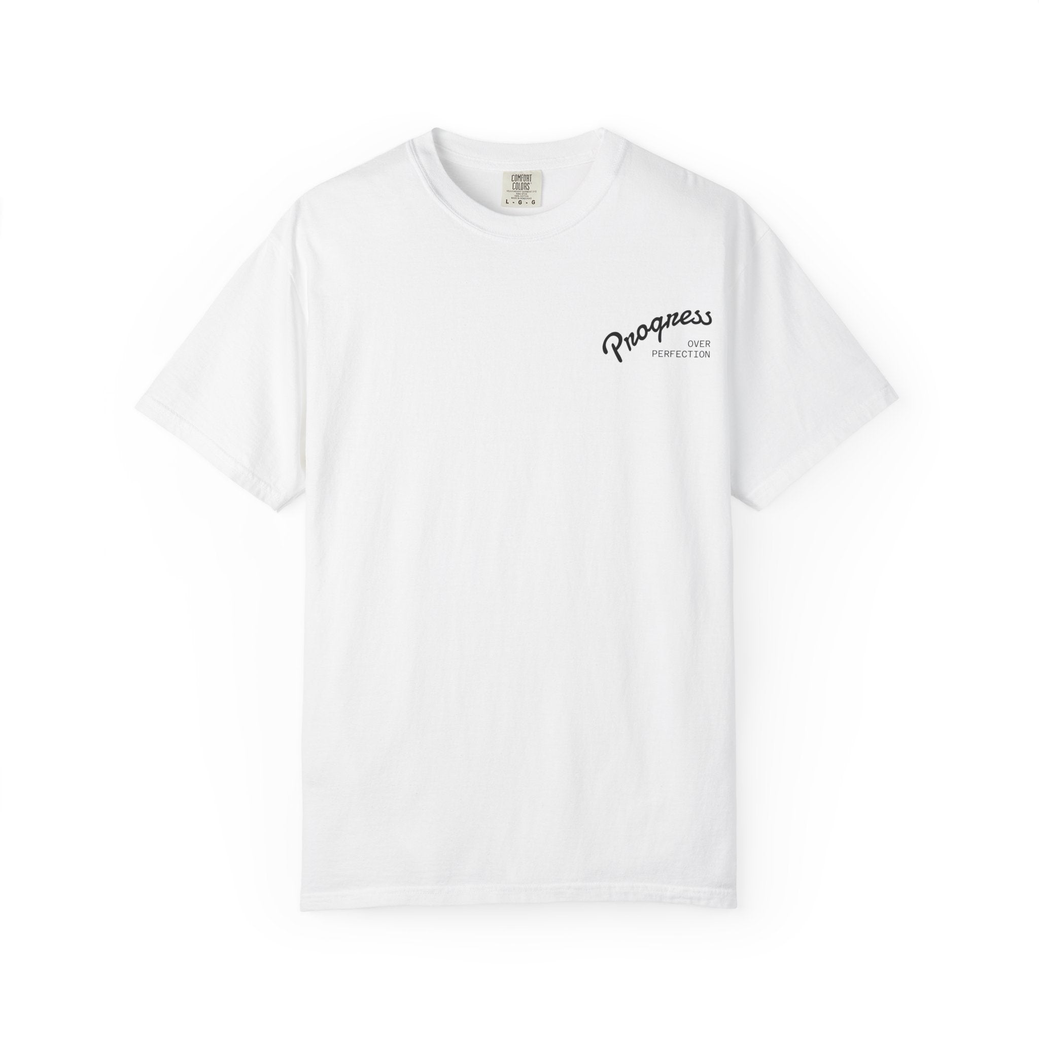 Progress Script Pocket Tee — Garment-Dyed White T-Shirt