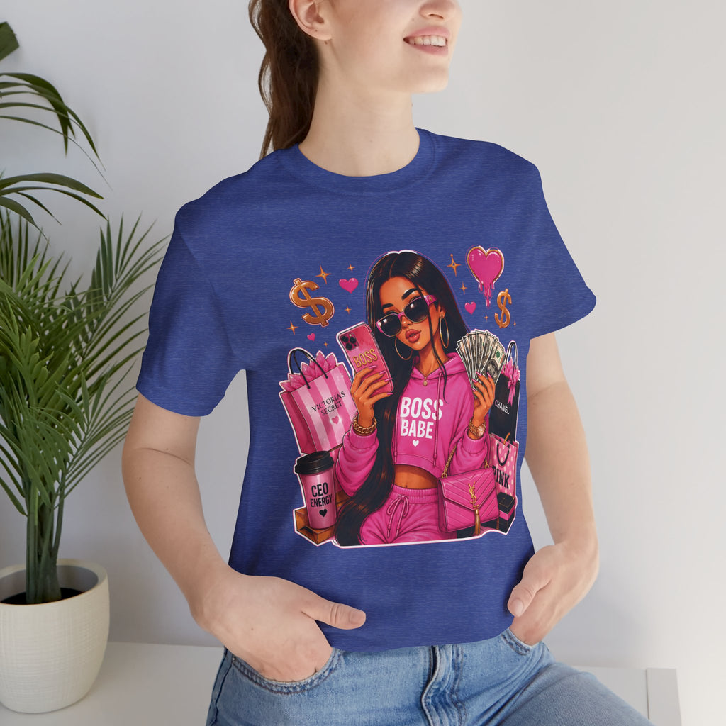 Boss Babe Pink Fashion Tee — Women’s Glam Money & Shopping Graphic Shirt