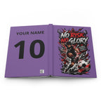 Soccer Journal — "No Risk No Glory" Motivational Hardcover (Custom Name & Number)