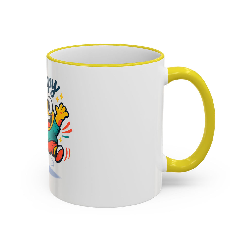 Happy Monster Accent Rim Mug – Cheerful Cute Cartoon Coffee Cup (11oz/15oz)