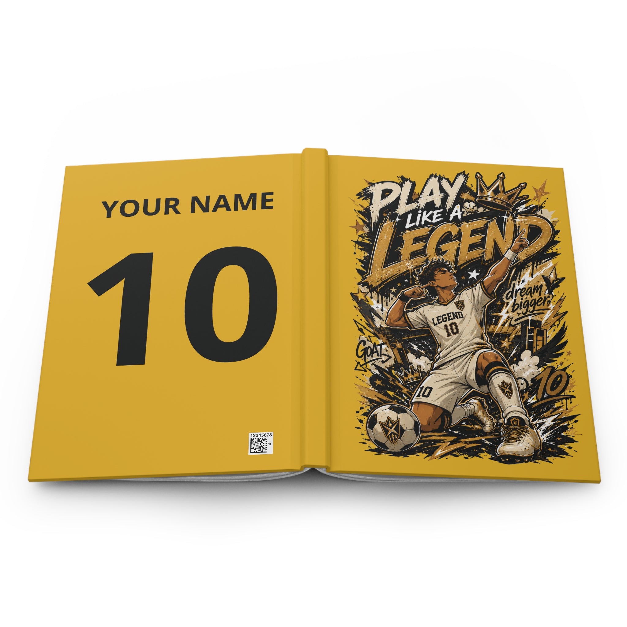 Play Like a Legend Soccer Hardcover Journal — Personalized "Your Name" #10