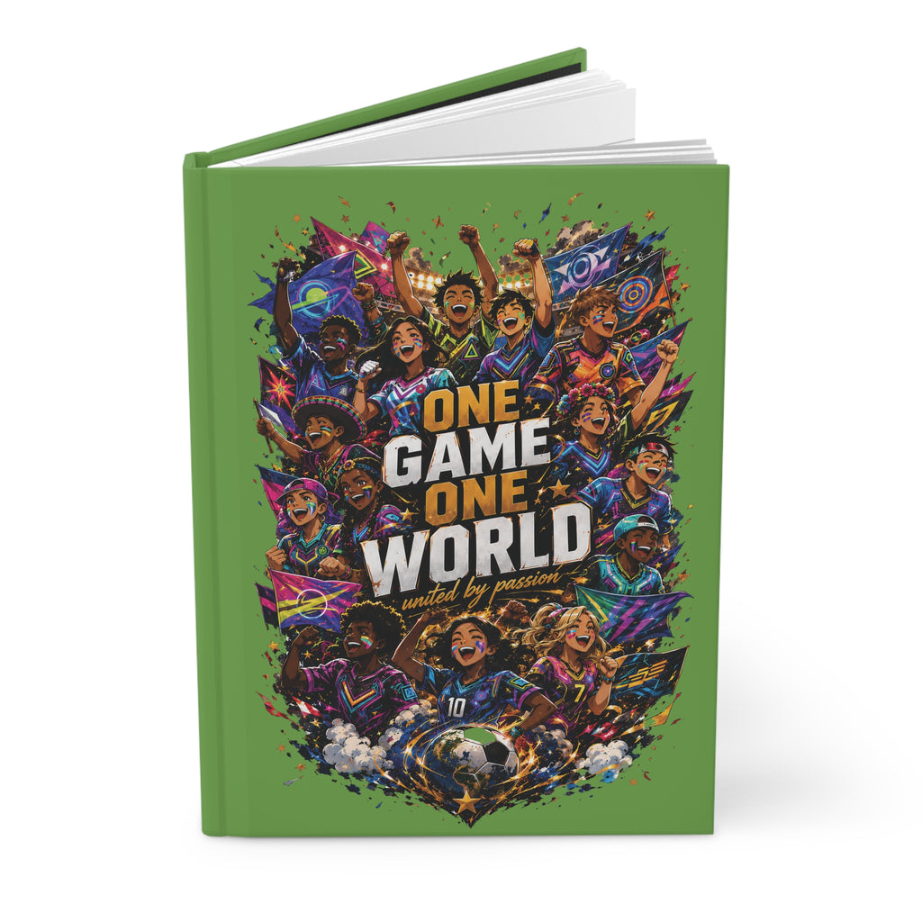 Soccer Team Hardcover Journal — "One Game One World" Personalized Number