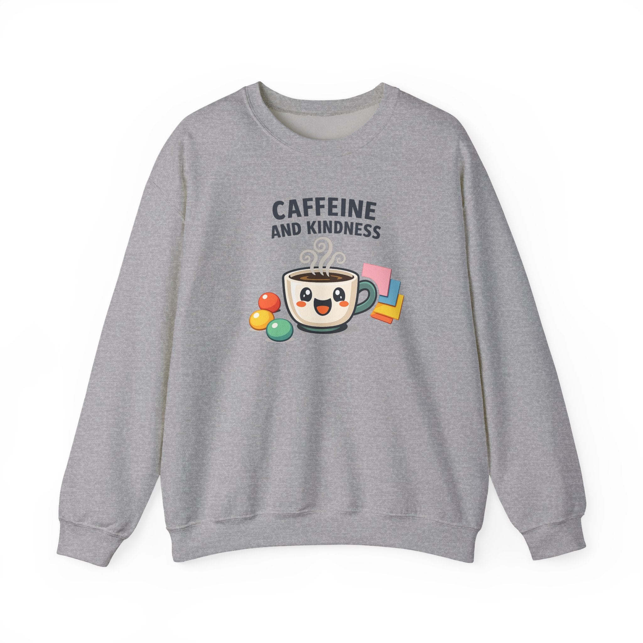 Caffeine and Kindness Sweatshirt – Coffee Lover Graphic Crewneck