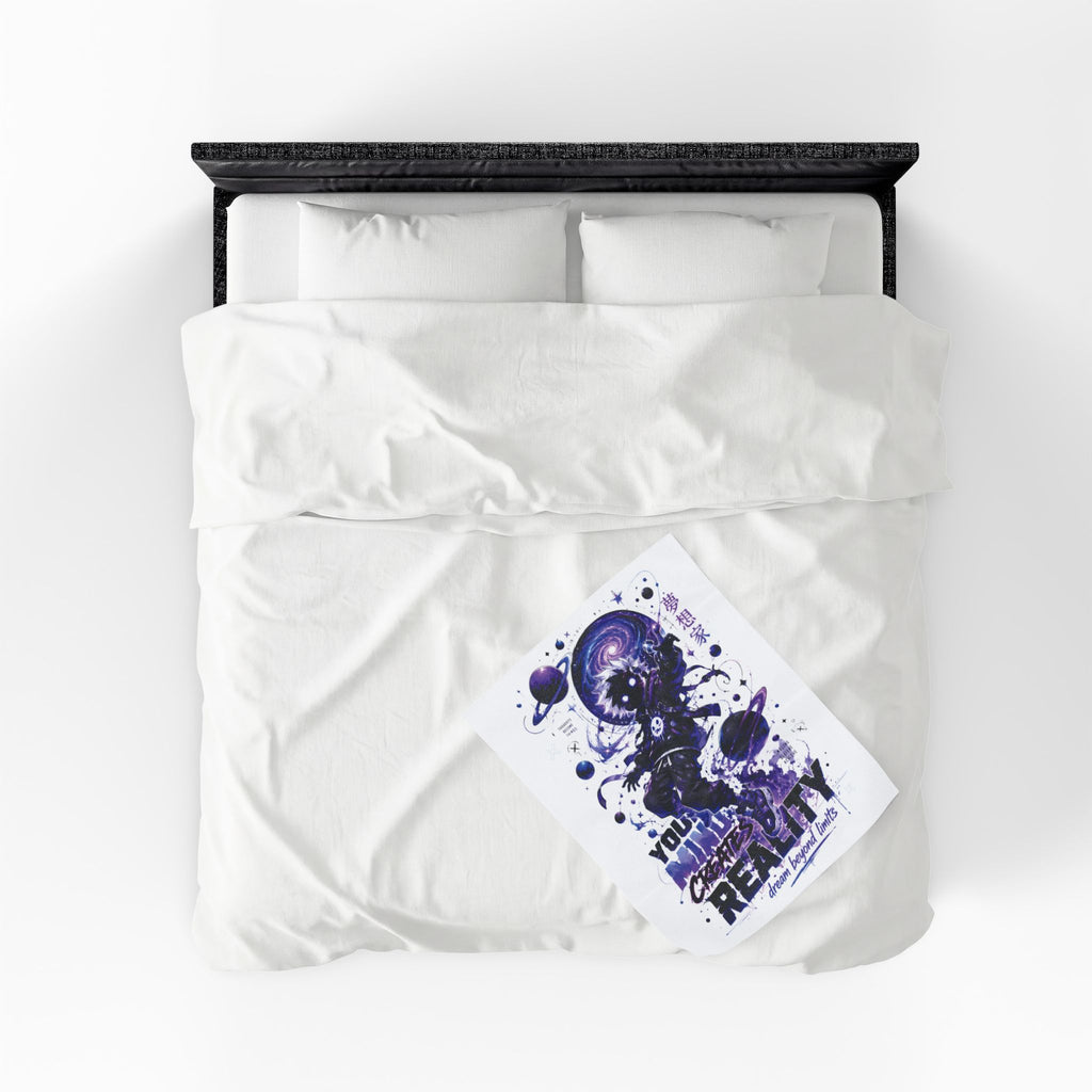 Velveteen Plush Blanket — Cosmic Astronaut 'Your Mind Creates Reality' Soft Throw