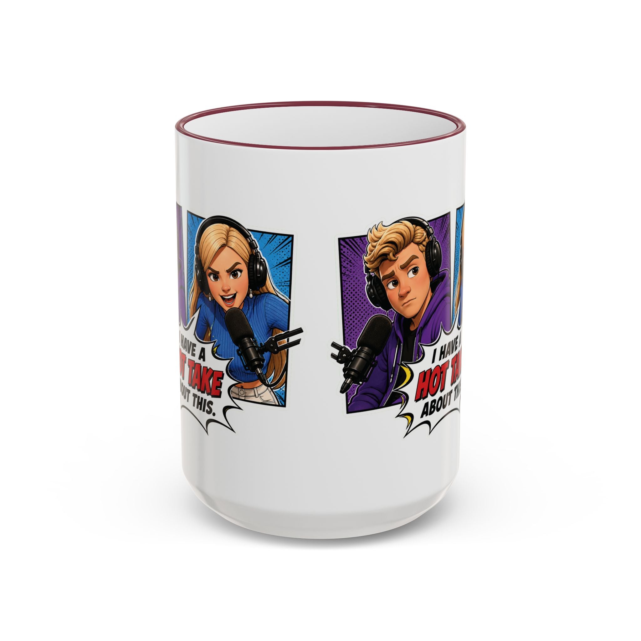 Jake And Emma Hot Take Accent Rim Mug – I Have A Hot Take About This Comic Coffee Cup (11oz/15oz)