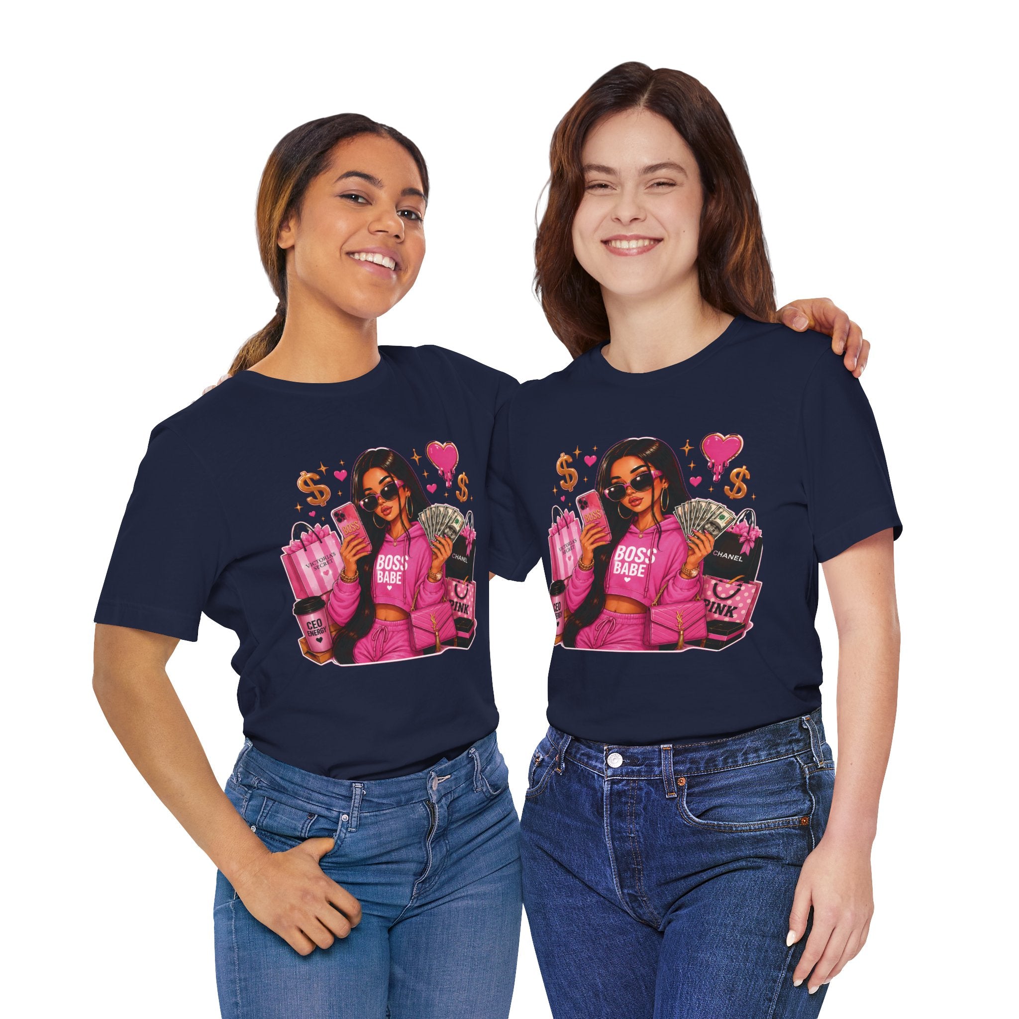 Boss Babe Pink Fashion Tee — Women’s Glam Money & Shopping Graphic Shirt