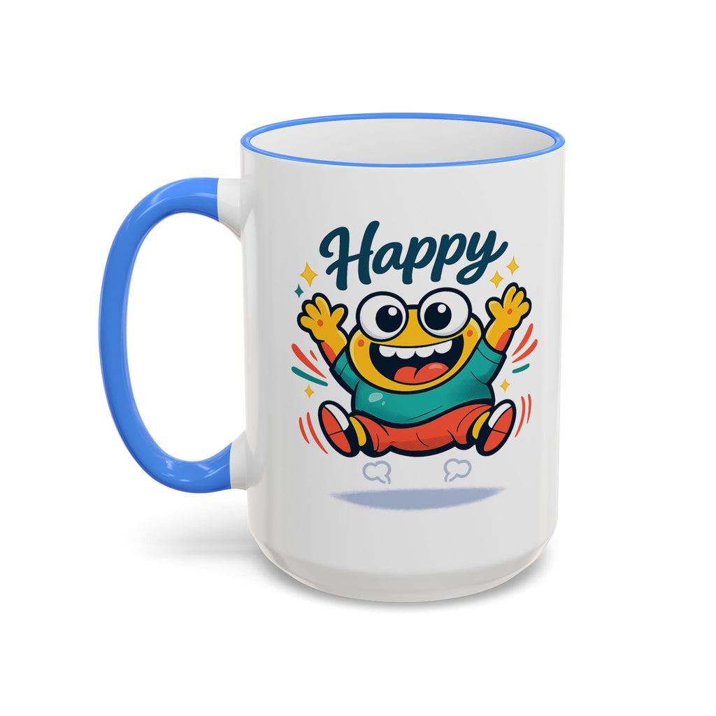 Happy Monster Accent Mug - Cute Cartoon Coffee Cup (11oz/15oz)