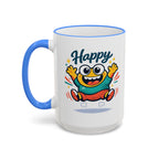 Happy Monster Accent Mug - Cute Cartoon Coffee Cup (11oz/15oz)