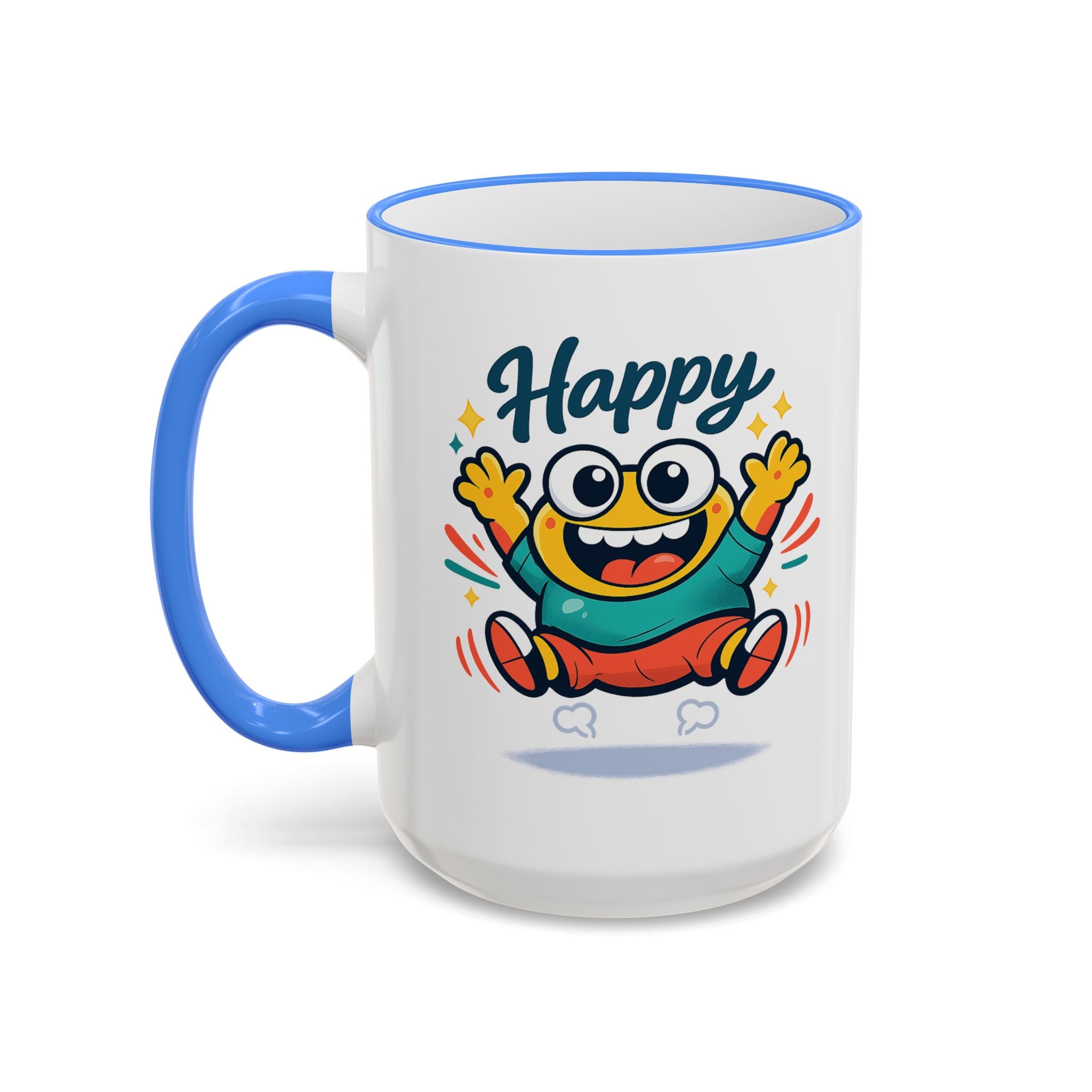 Happy Monster Accent Mug - Cute Cartoon Coffee Cup (11oz/15oz)