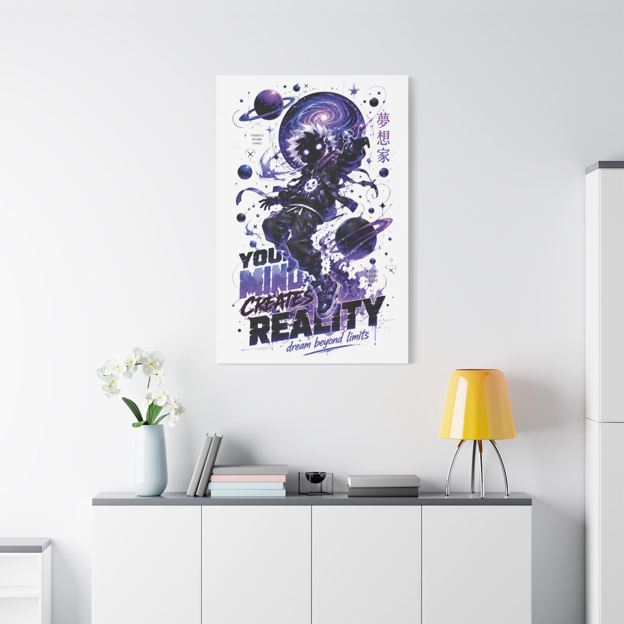 Space Astronaut Canvas Print — “You Mind Creates Reality” Inspirational Wall Art