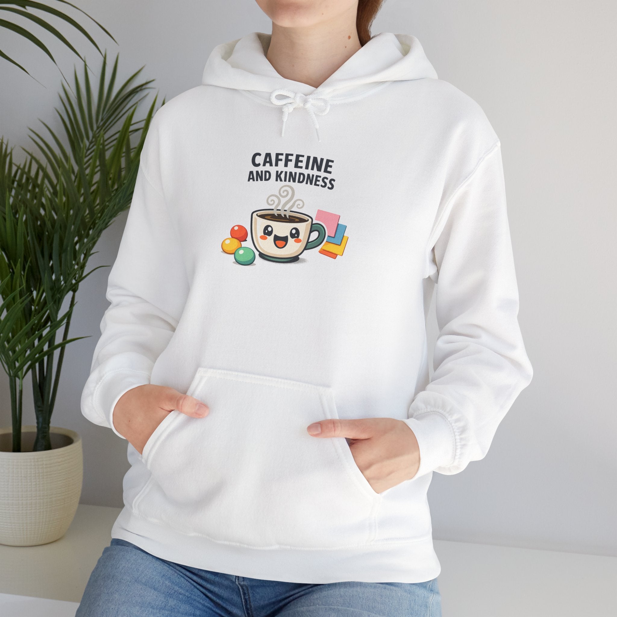 Caffeine and Kindness Hoodie - Cozy Coffee-Themed Sweatshirt