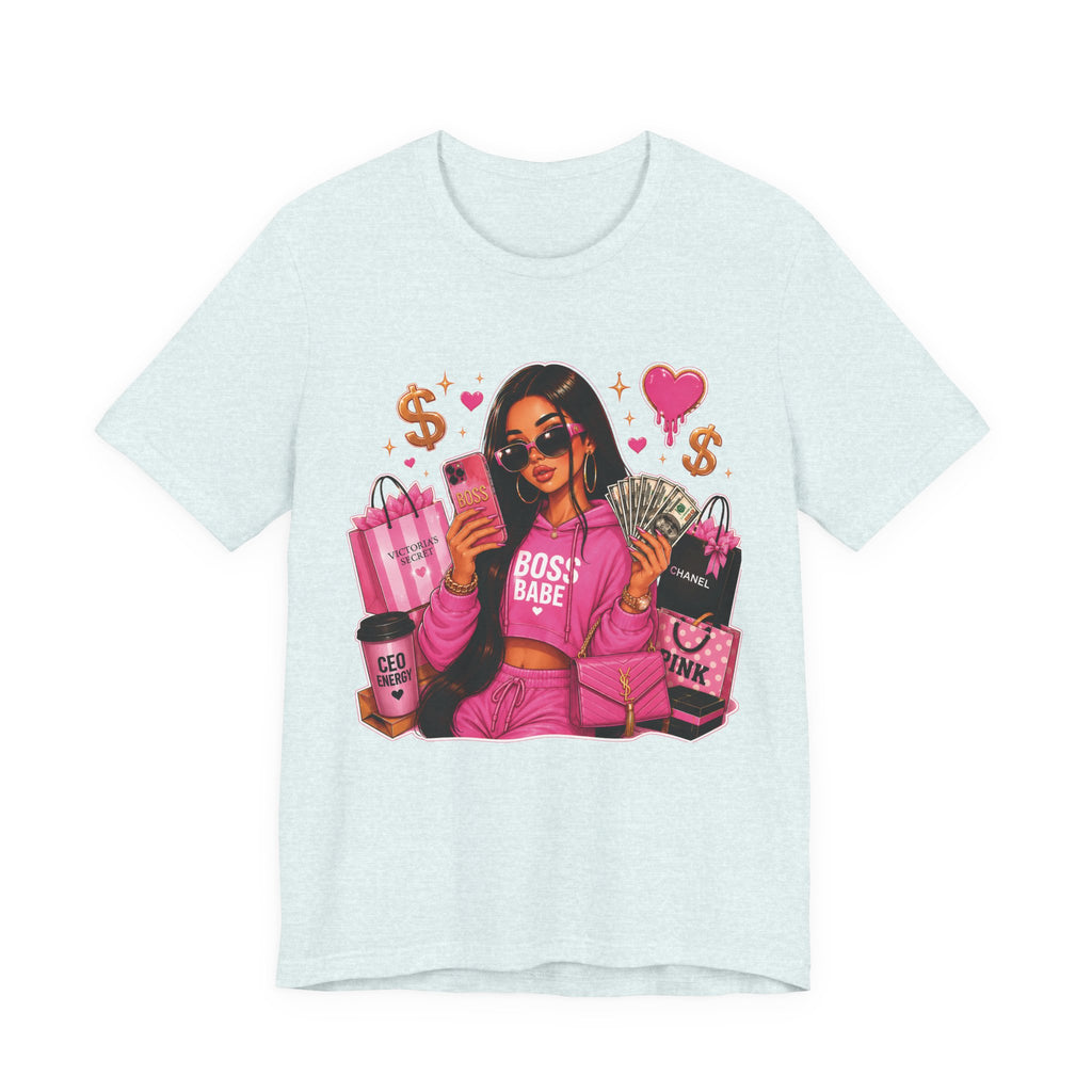 Boss Babe Pink Fashion Tee — Women’s Glam Money & Shopping Graphic Shirt