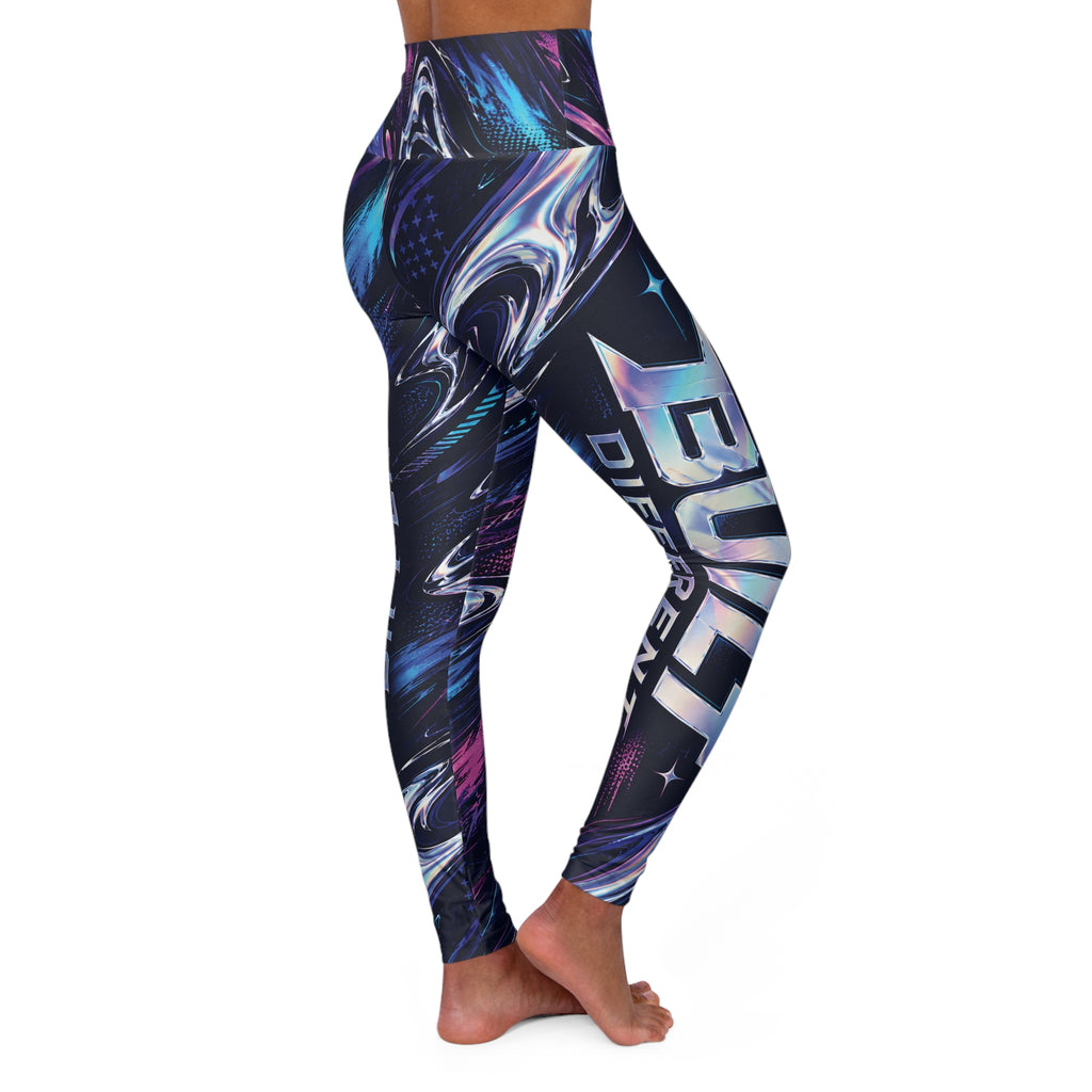 Built Different Neon Abstract High Waisted Yoga Leggings