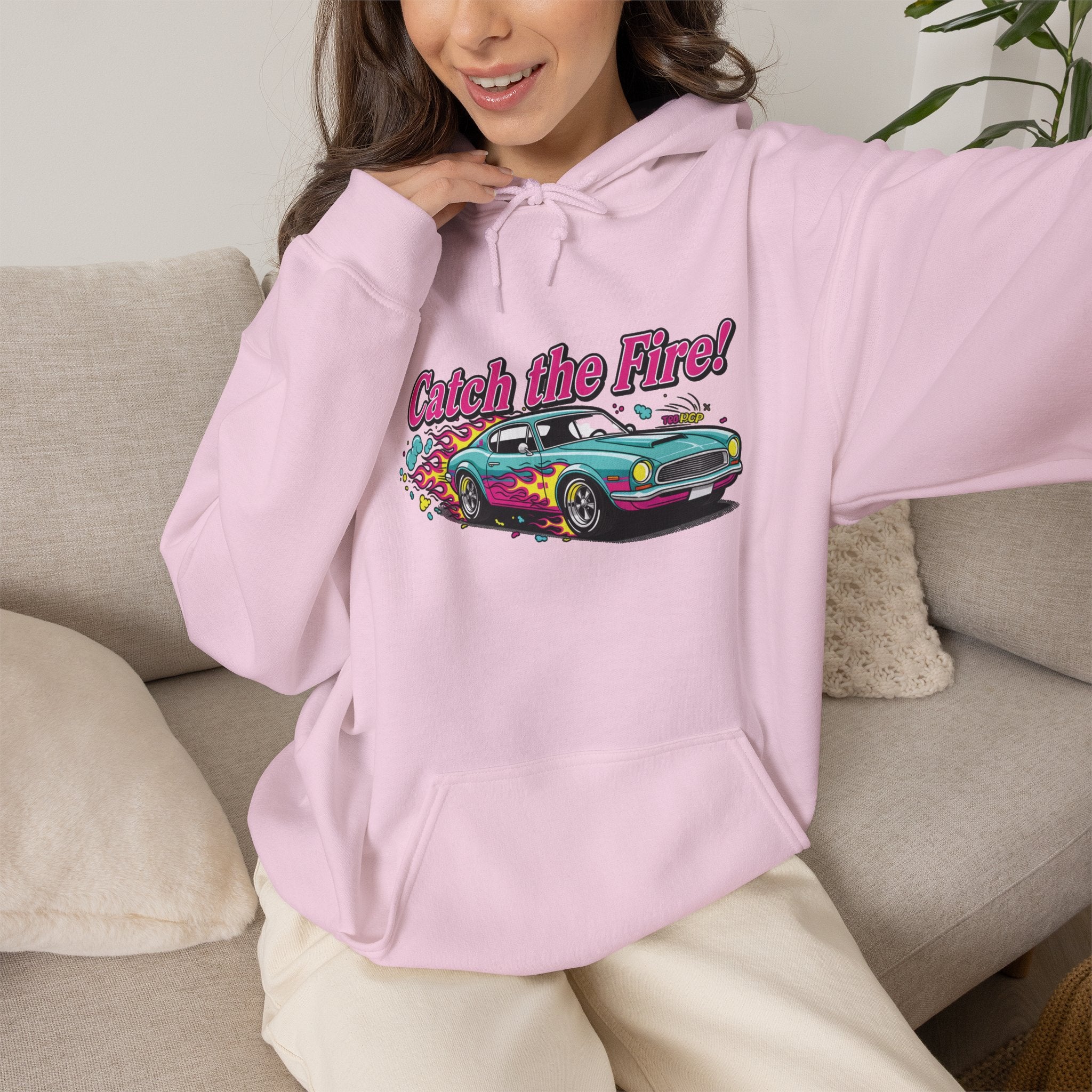 Retro Cartoon Dragster Hoodie, racing flame shirt, vintage car illustration