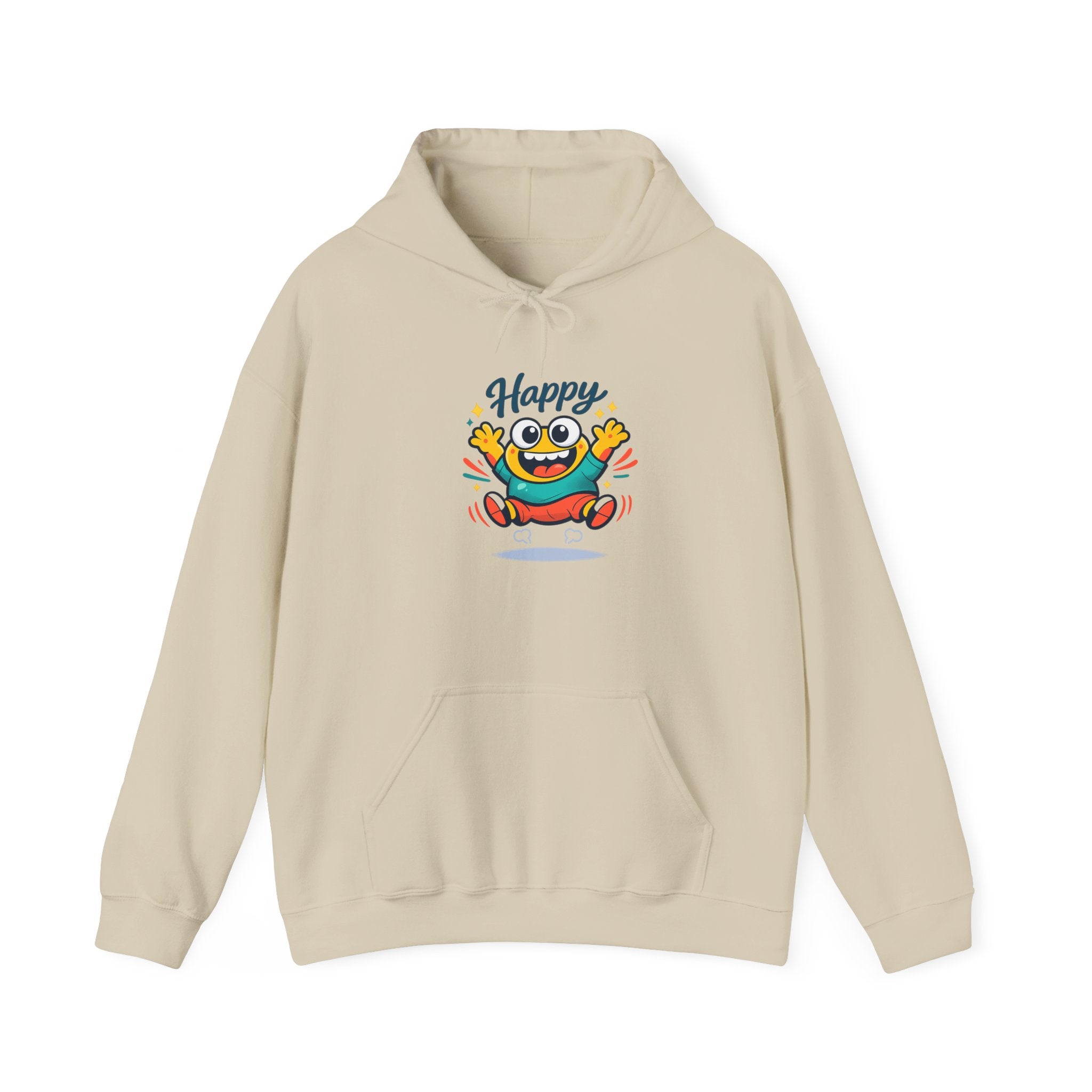 Happy Blob Cartoon Hoodie | kawaii minimal, thick outline mood face