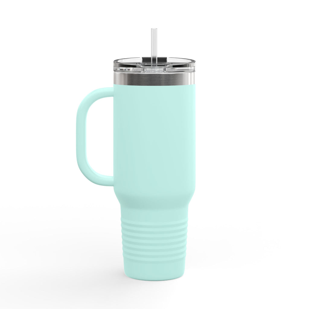 40oz Insulated Travel Mug — Cozy Girl Pink Hoodie Design
