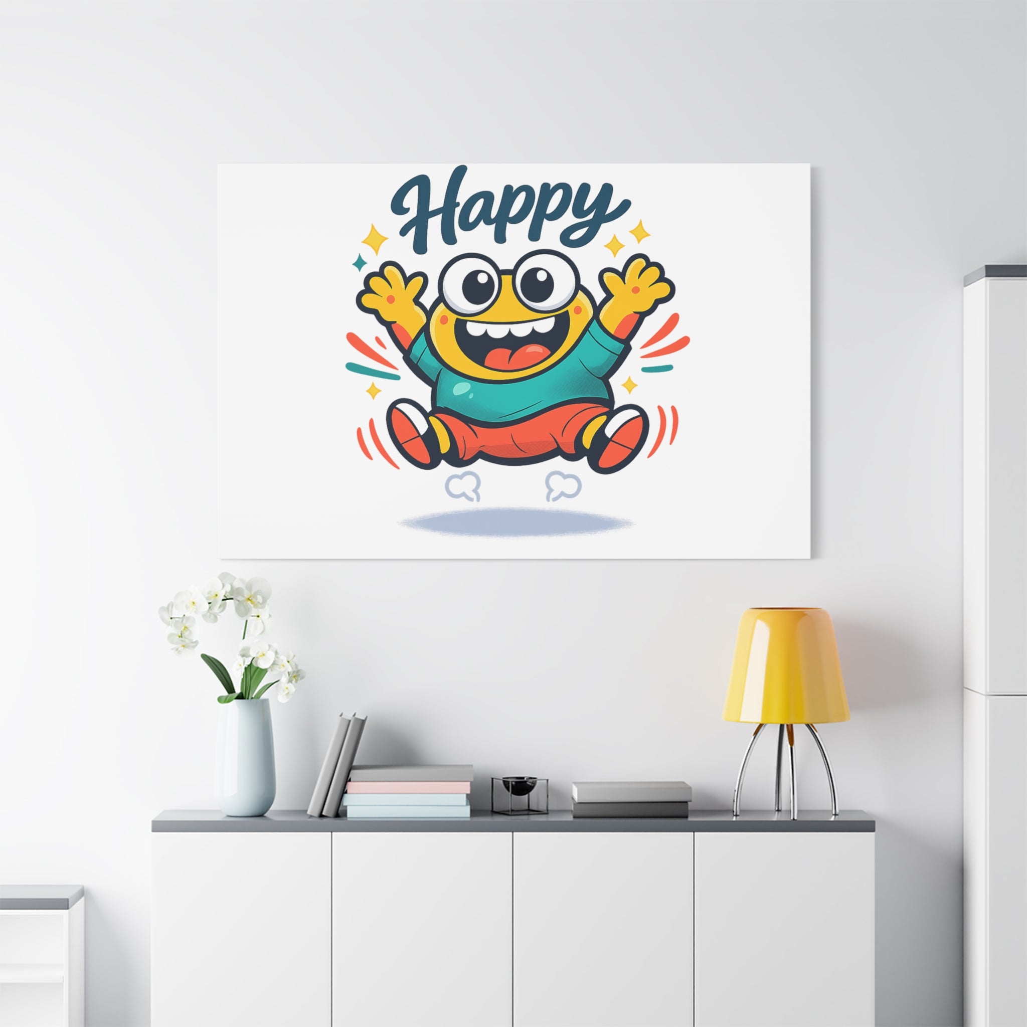 Happy Blob Cartoon Canvas | Bold Cartoon, Thick Outline, Kawaii Minimal