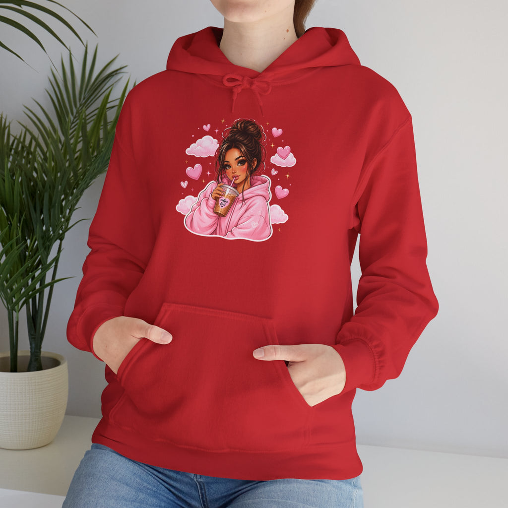 Cute Pink Heart Girl Hoodie — Cozy Graphic Sweatshirt