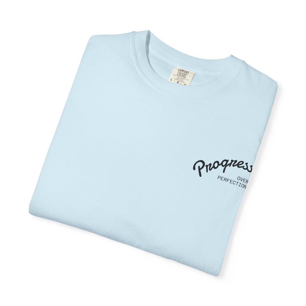Progress Script Pocket Tee — Garment-Dyed White T-Shirt