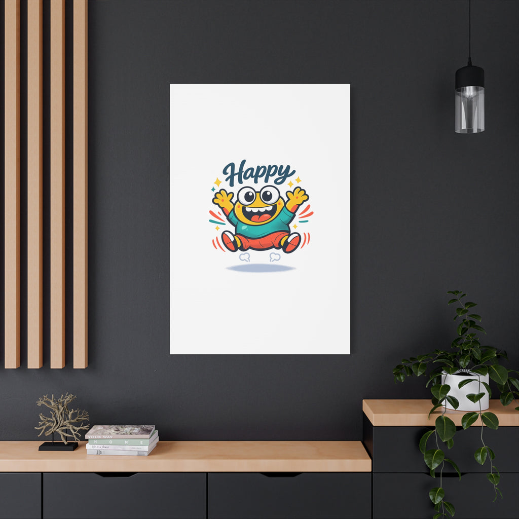 Happy Blob Cartoon Canvas | Bold Cartoon, Thick Outline, Kawaii Minimal