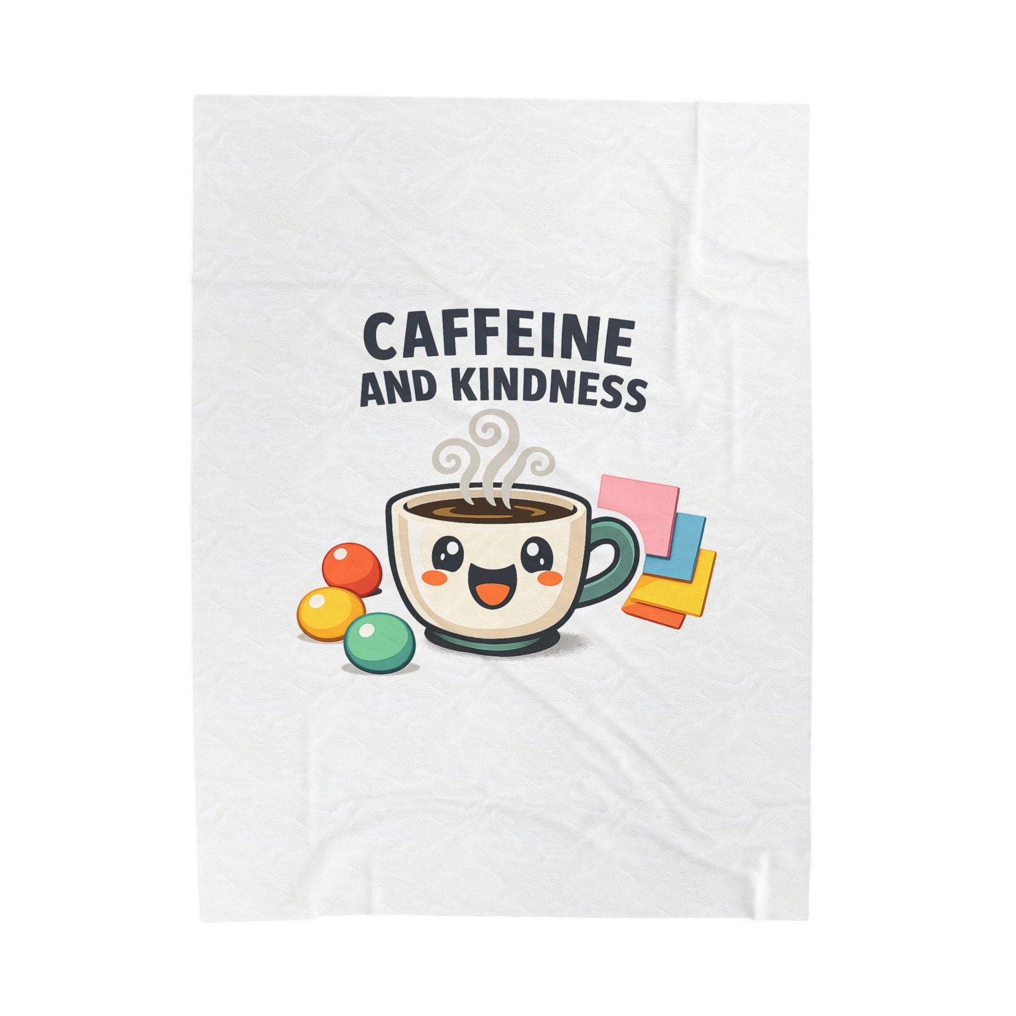 Caffeine and Kindness Velveteen Blanket - Cozy Coffee-Themed Throw